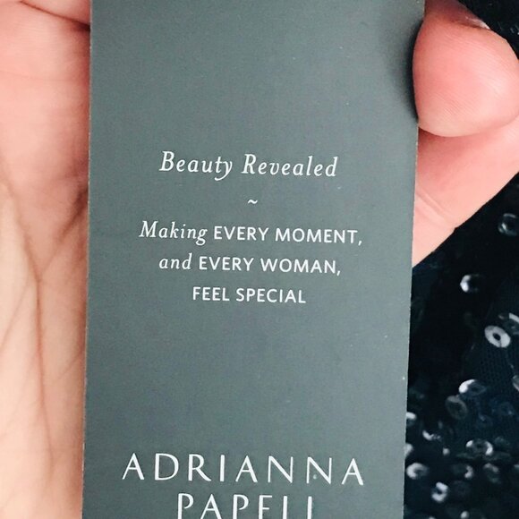 Adrianna Papell Sequin Blouson Maxi Dress Midnight Blue Size 16 NWT - Picture 9 of 12